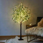 Lighted Olive Tree 4FT 160 Fairy Lights, Faux Plant Tree with Lights for Indoor Outdoor Home Wedding Party Room Decoration