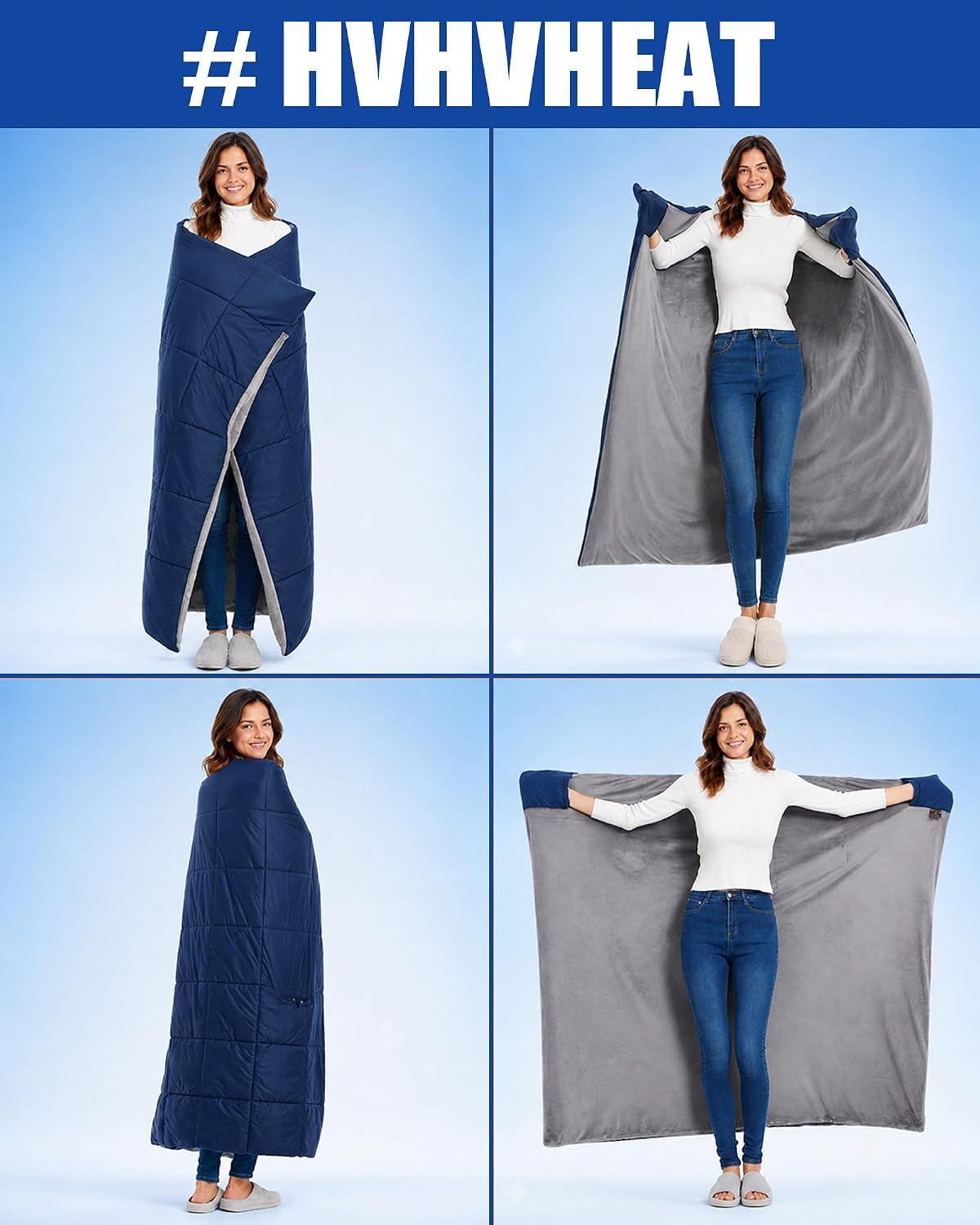 12V Large Heated Blanket Battery Operated,62×55In Portable Cordless Blanket