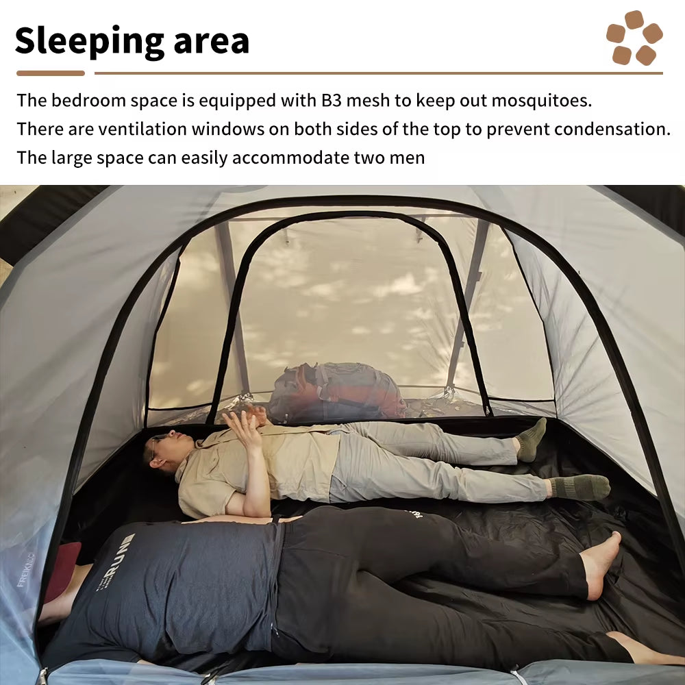 Fireproof 2 Person Winter Tent Hot Tent Waterproof Tunnel Dome Tent with Stove Jack and Snow Skirt for Camping Hiking 4 Season