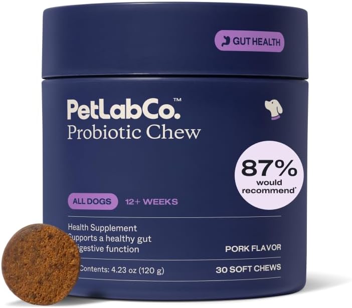 Delicious Pork Flavored Probiotic Chews for Dogs - 30 Soft Chews to Support Digestive Health and Allergies