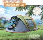 Camping Tent - 4-Person Easy Pop up Tent with 2 Doors - UPF50+ Waterproof