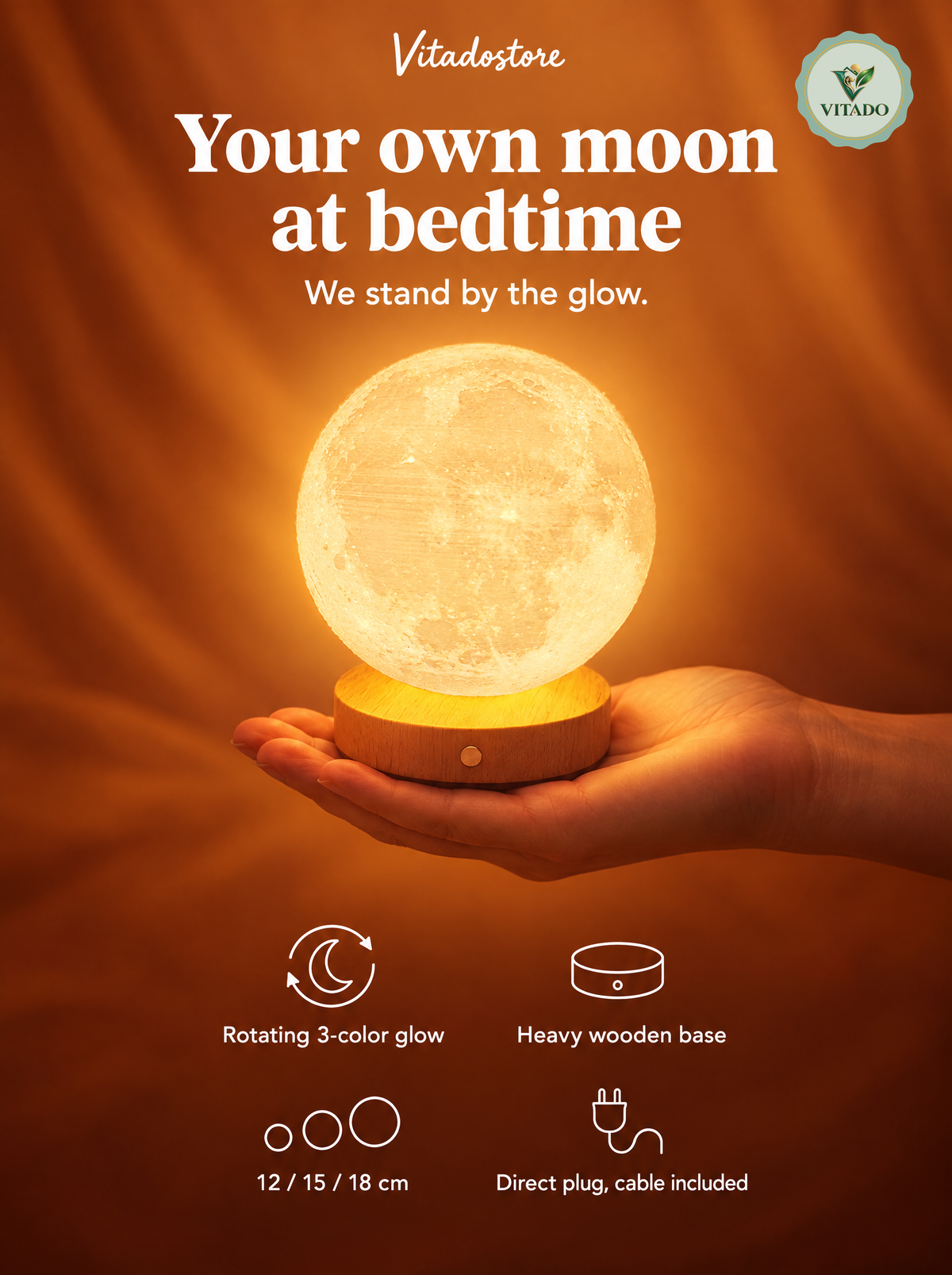 Vitado Rotating Sleeping Moon Night Lamp