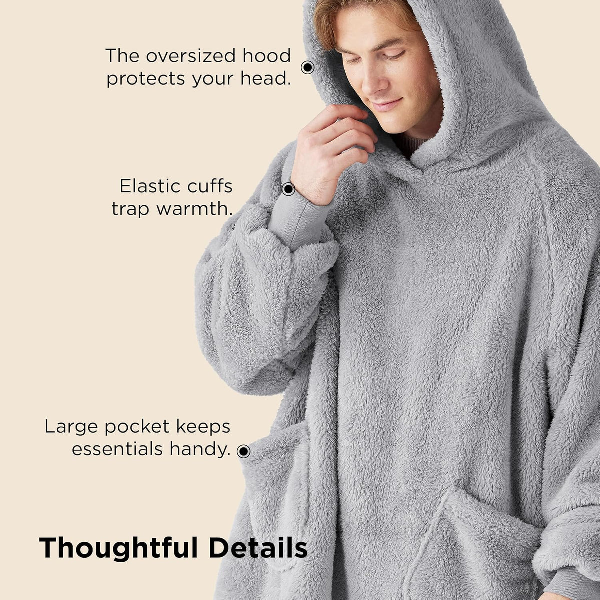 Oversized Wearable Blanket Hoodie – Grey