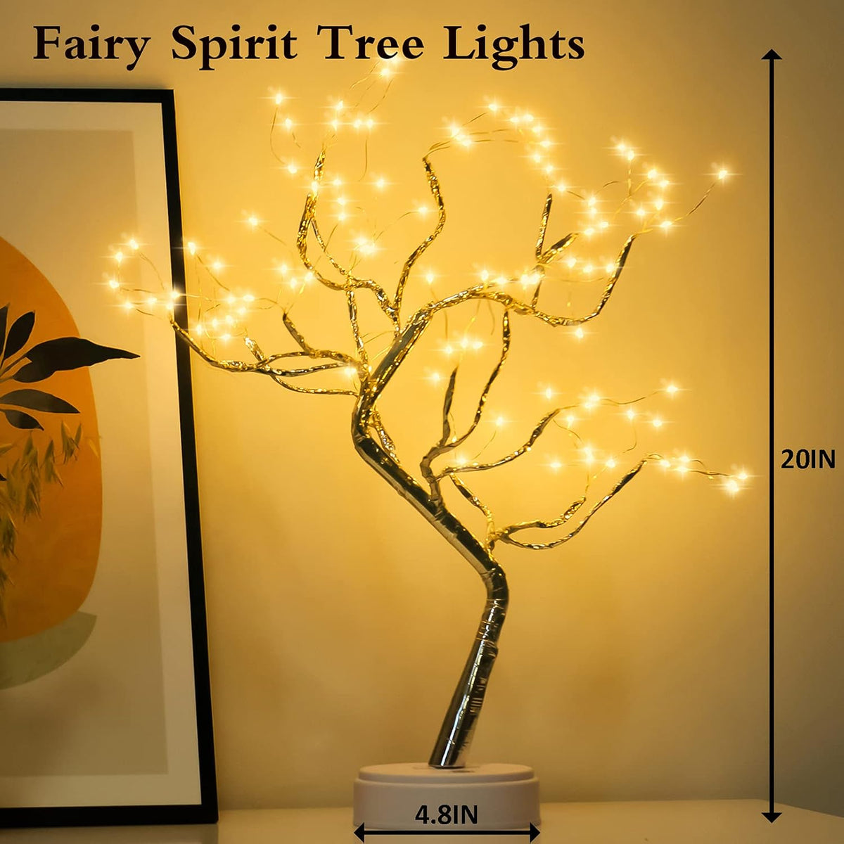 108 LED Sparkly Fairy Tree Lamp, Warm White, Remote Control, Usb/Battery, 8 Modes, DIY Bonsai Decor, Festival Decoration Light