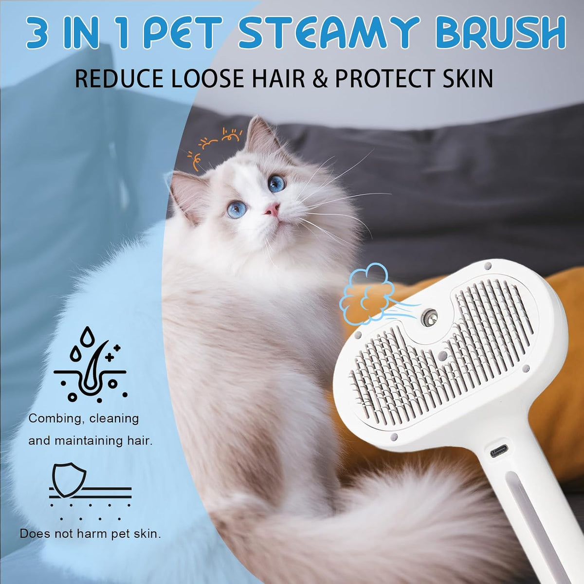 Self-Cleaning Pet Steam Brush – photo 5