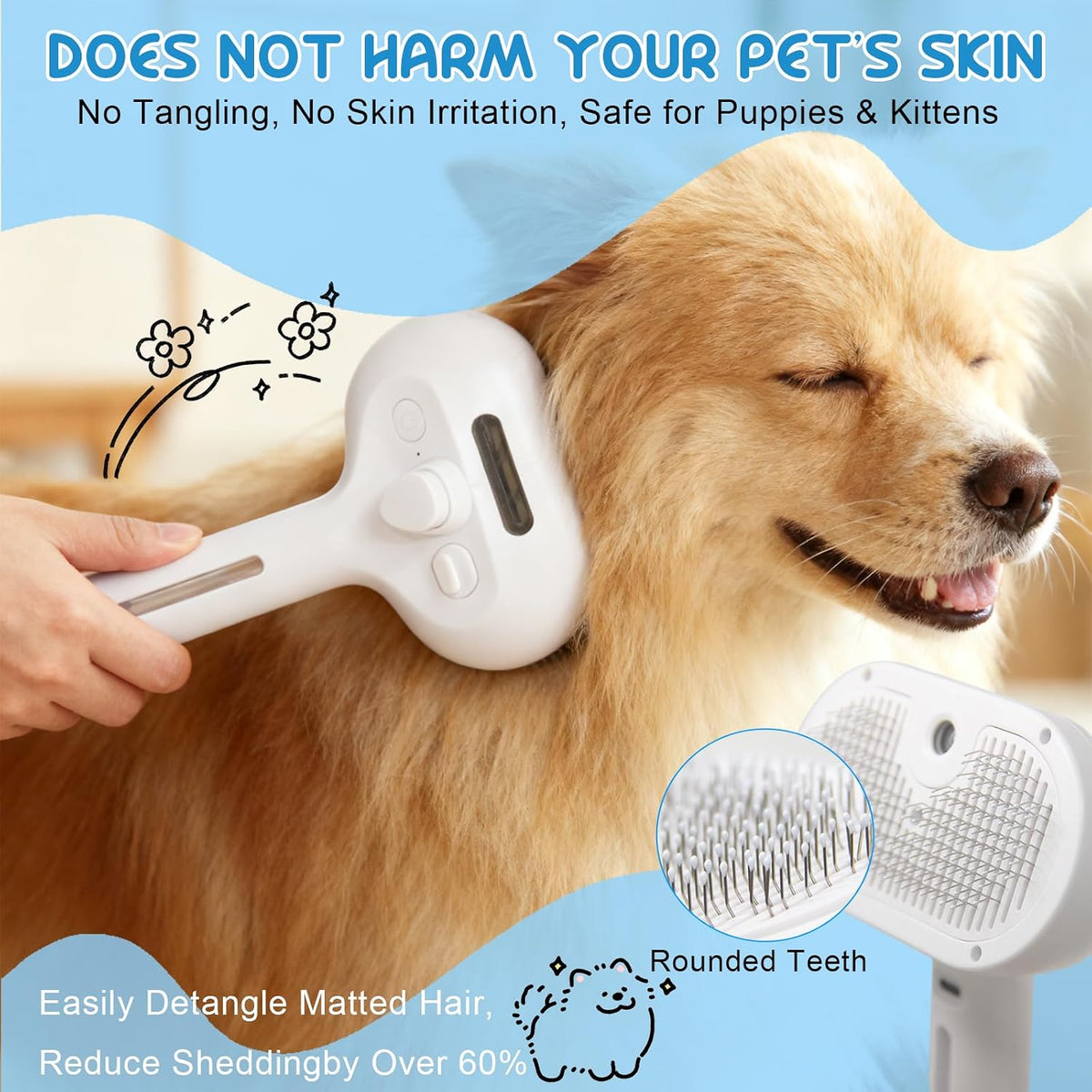 Self-Cleaning Pet Steam Brush – photo 4