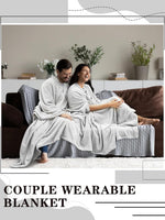 Couples Wearable Blanket – Light Gray, 82 × 98 in