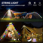 Versatile 32.8FT Rechargeable Camping String Lights with 19 Modes - Perfect for Outdoor Adventures and Festive Decor