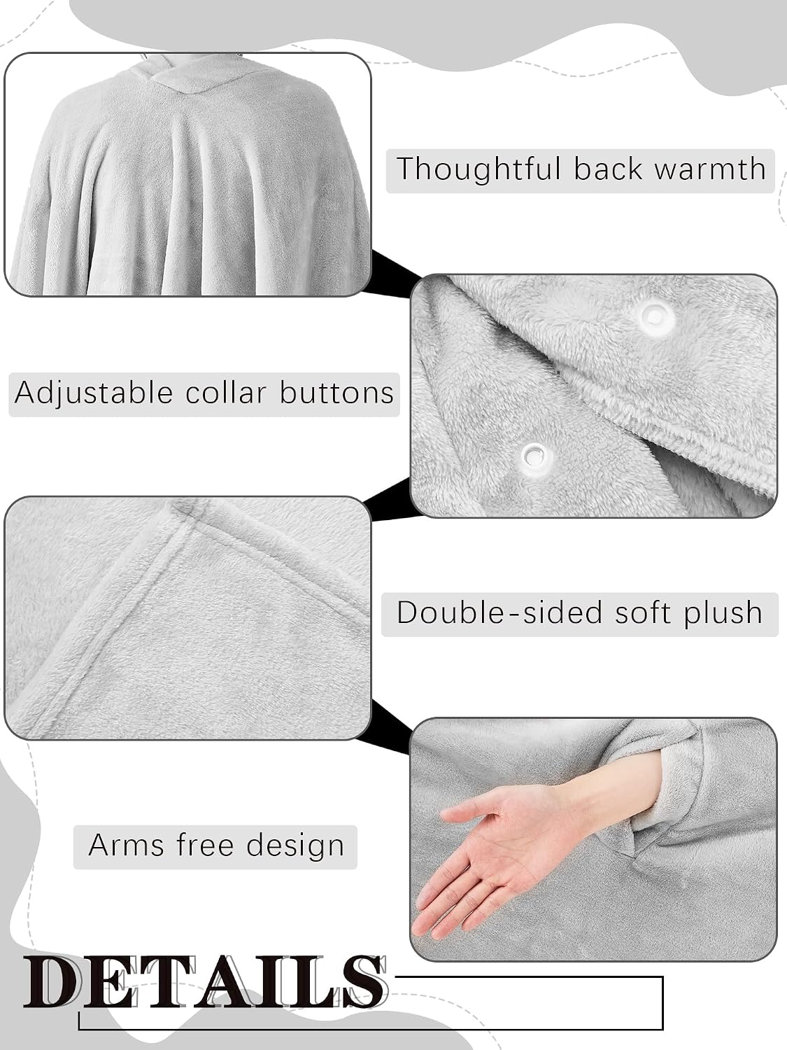 Couples Wearable Blanket – Light Gray, 82 × 98 in