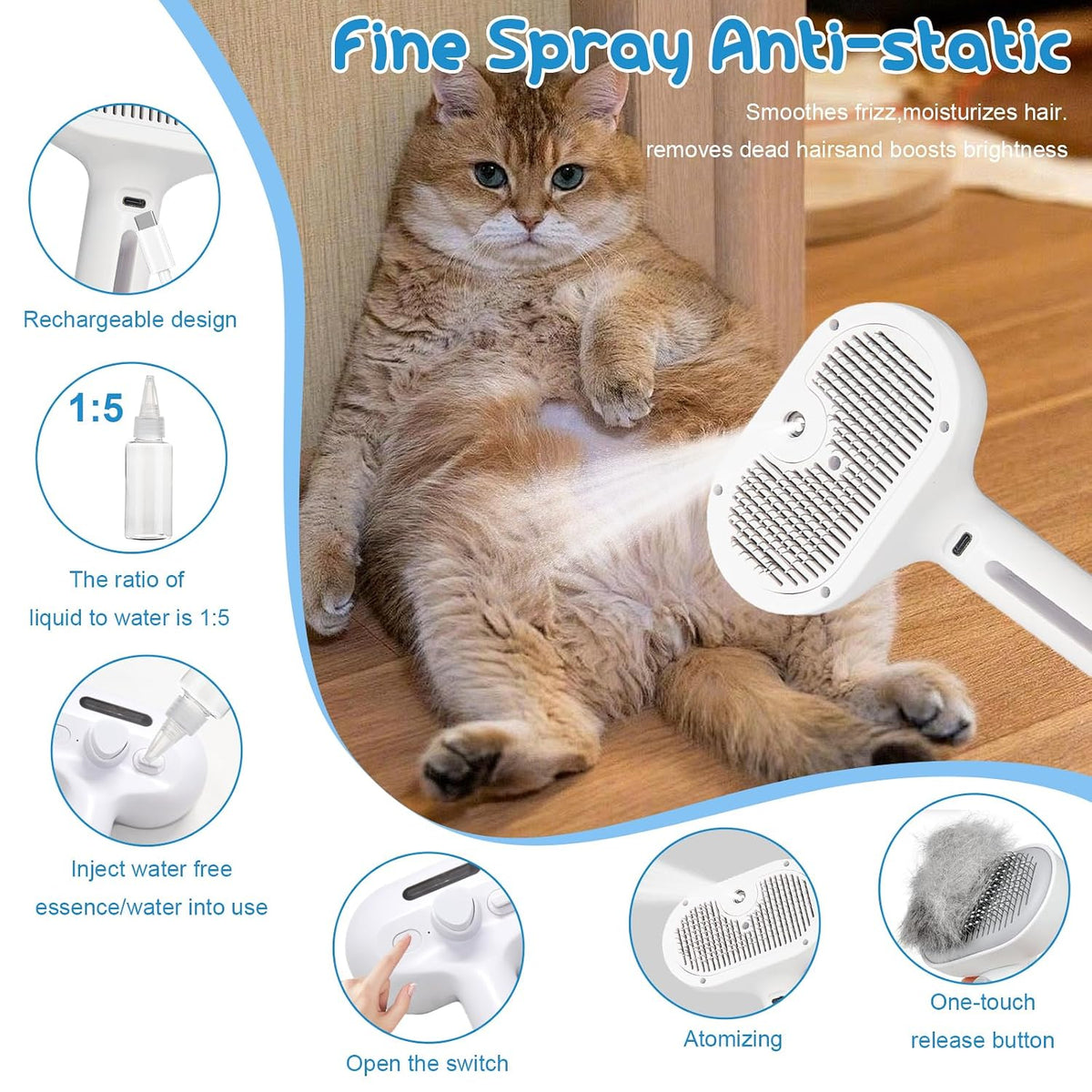 Self-Cleaning Pet Steam Brush