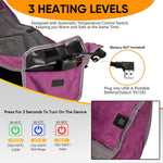 Heated Folding Loveseat Camping Chair Portable Double Duo Full Padded Garden Chair for 2 Person W/ 2 Cup Holder,Wine Glass Holder,Mesh Storage,Support 600Lbs (Battery NOT Included)