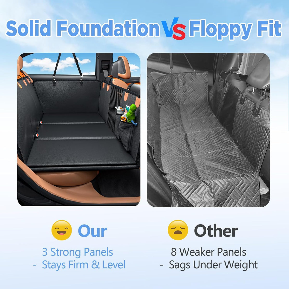 Back Seat Extender for Dogs, Hard Bottom Dog Car Seat Cover