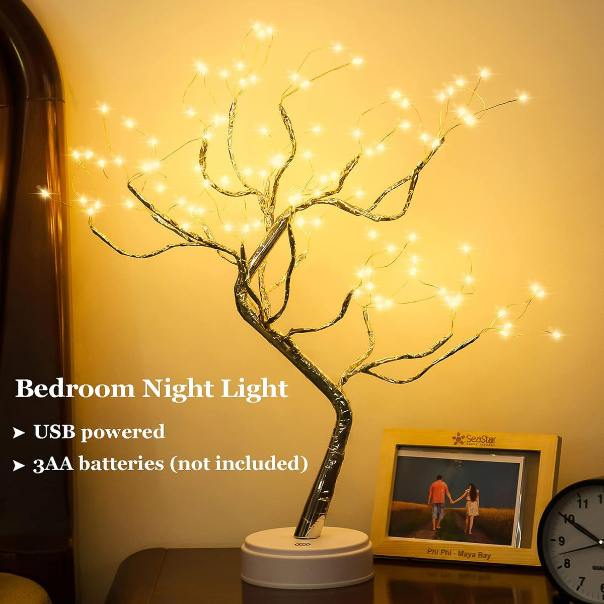 108 LED Sparkly Fairy Tree Lamp, Warm White, Remote Control, Usb/Battery, 8 Modes, DIY Bonsai Decor, Festival Decoration Light