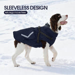 Reflective Dog Winter Coat, Fleece Lined Jacket for Large Dogs Back Zipper, Turtleneck Cozy Doggy Vest Thermal Clothes with Harness, Cold Weather Snow Outfits, Labrador (Dark Blue, 3XL)