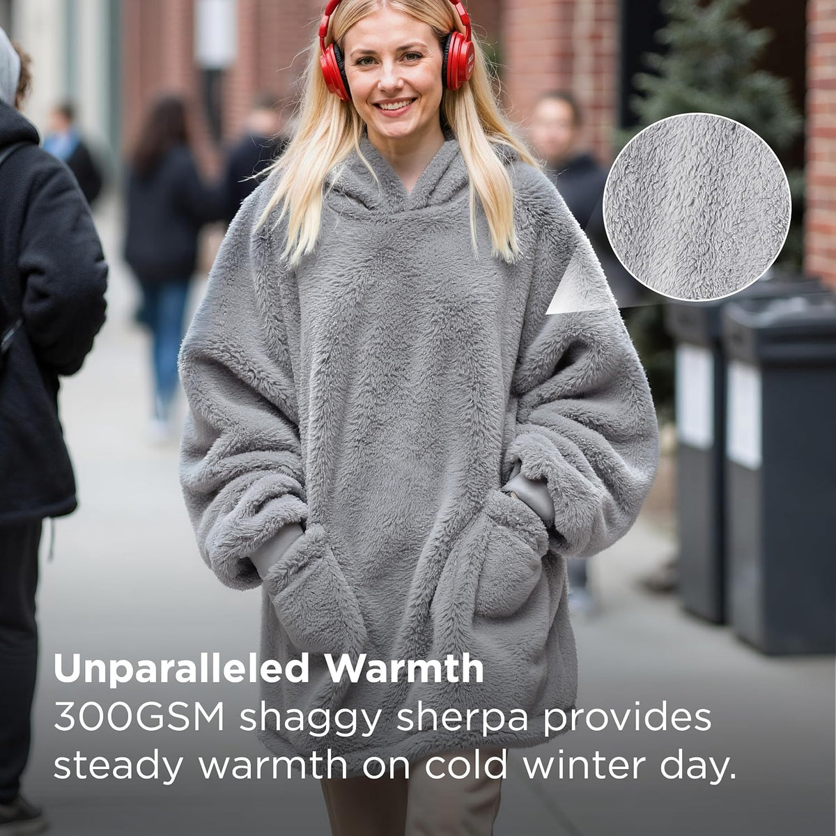 Oversized Wearable Blanket Hoodie – Grey
