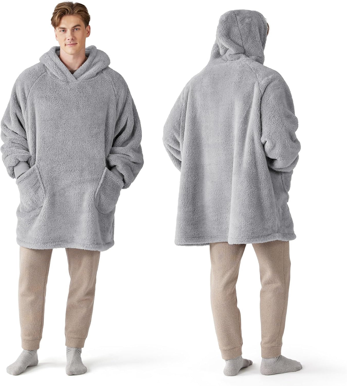 Oversized Wearable Blanket Hoodie – Grey