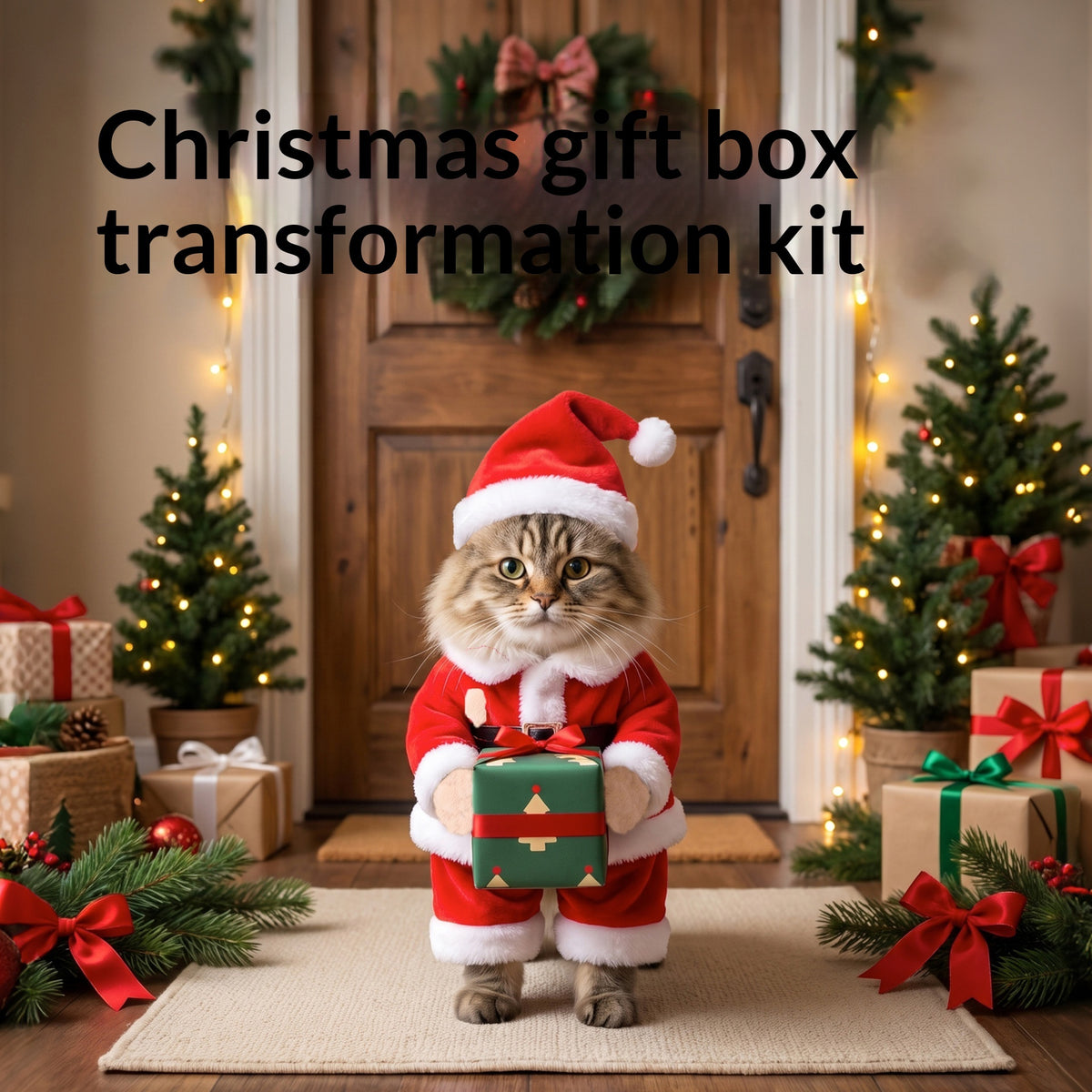 Christmas gift box cat costume – Vitado