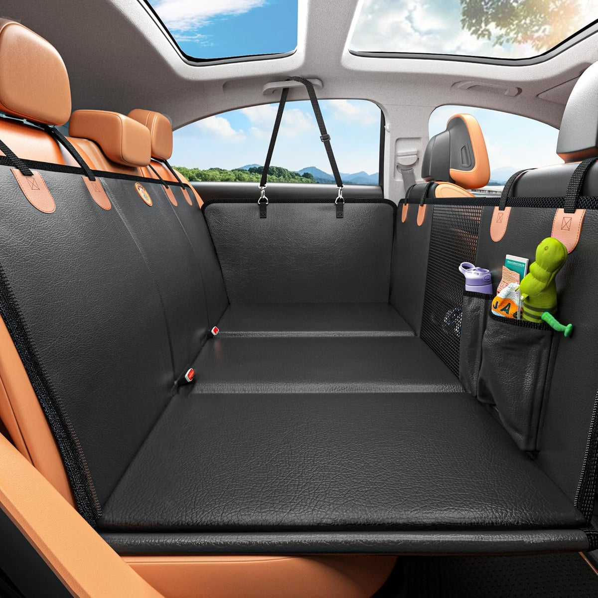 Back Seat Extender for Dogs, Hard Bottom Dog Car Seat Cover